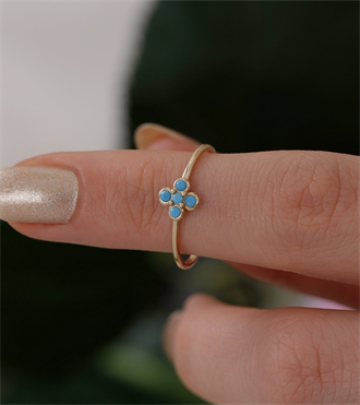 Firuzeli Çiçek Yüzük