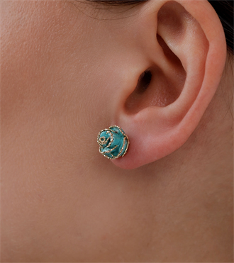 İtalyan Gül Küpe-Turkuaz