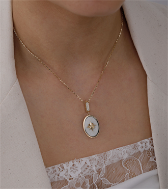 Kutup Yıldızlı Oval Kolye Ucu