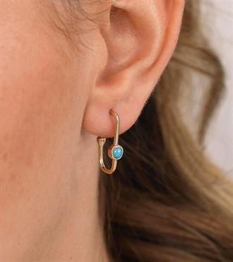 Firuzeli Dikdörtgen Küpe