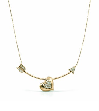 Taşlı Kalp Ok Kolye