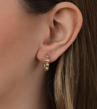 Çizgili Top Top Halka Küpe