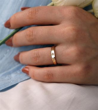 Mini Taşlı Düz Yüzük