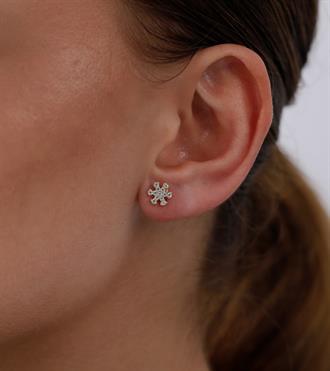 Taşlı Kartanesi Vidalı Küpe