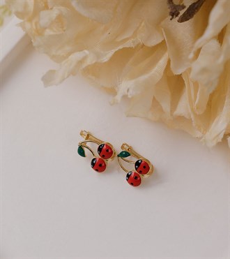 Altın Benekli Kiraz Çocuk Küpe