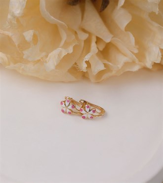 Altın Mineli Çiçek Çocuk Küpe