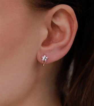 Altın Mineli Çiçek Çocuk Küpe