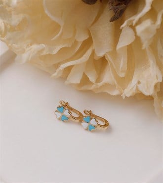 Altın Mineli Yonca Çocuk Küpe