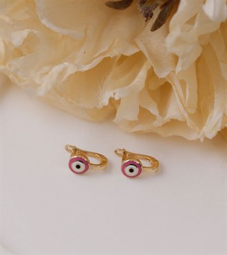 Altın Pembe Göz Çocuk Küpe