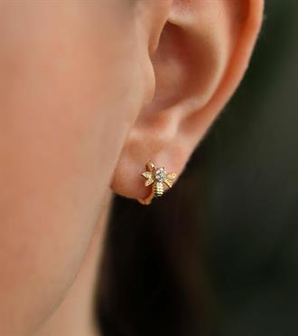 Arılı Mini Halka Küpe