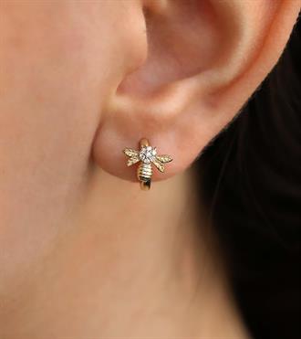 Arılı Mini Halka Küpe