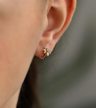 Arılı Mini Halka Küpe