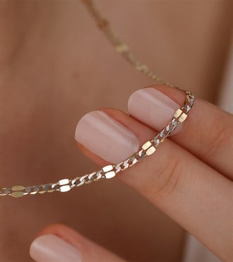 Aynalı Ezme Zincir Kolye