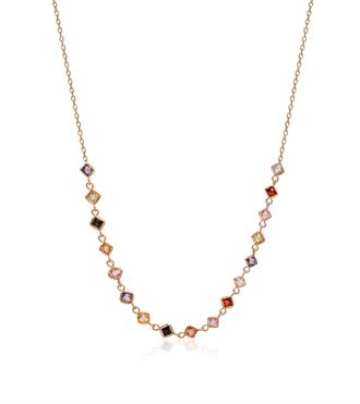 Renkli Kare Taşlı Kolye