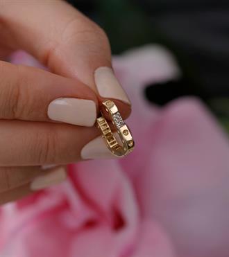 Taşlı Dot Dikdörtgen Küpe