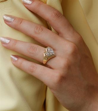 Baget Taşlı Kalp Yüzük