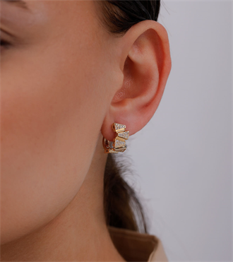 Taşlı Asimetrik Küpe