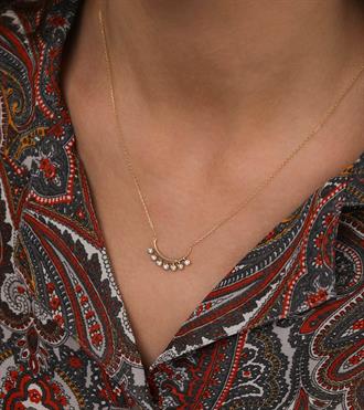 Taş Sıralı Ay Kolye