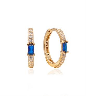 Mavi Taşlı Halka Küpe