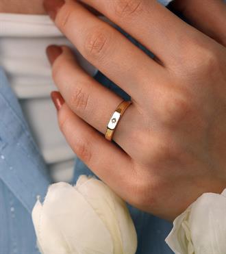 Mini Taşlı Düz Yüzük