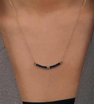 Baget Taşlı Curve Kolye