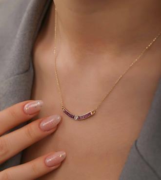 Baget Taşlı Curve Kolye