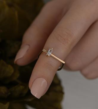 Baget Taşlı Düz Yüzük