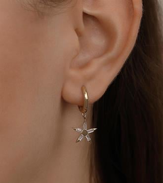 Baget Taşlı Yıldız Sallantılı Küpe