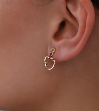 Kalp Sallantılı Vidalı Küpe