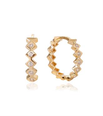 Taşlı Dörtgen Halka Küpe