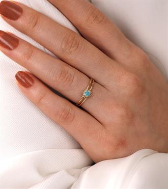 Firuzeli Güneş Yüzük