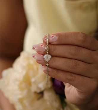 Zincirli Kalp Kilit Küpe