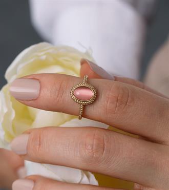 Pembe Taşlı Vintage Yüzük