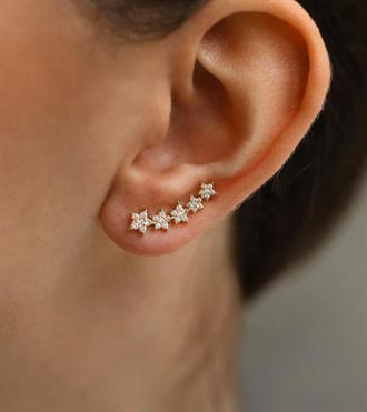 Beş Yıldız Vidalı Küpe