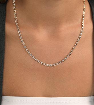 Beyaz Şeritli Ezme Zincir Kolye