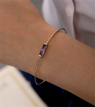 Mor Taşlı Mini Dövme Bilezik