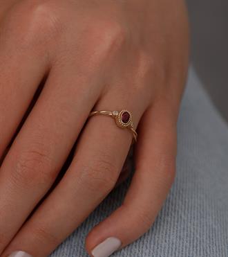 Pembe Taşlı Vintage Yüzük