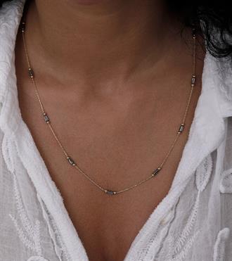 Siyah Çubuklu Zincir Kolye