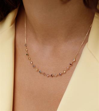 Renkli Kare Taşlı Kolye