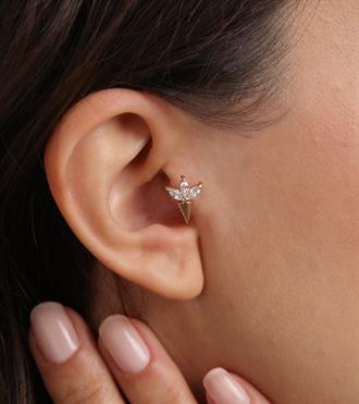 Lotuslu Koni Piercing (Tragus)