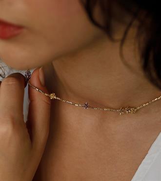 İtalyan Renkli Çiçekli Kolye