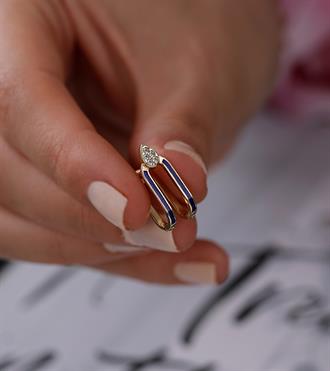 Lacivert Mineli Ataç Küpe