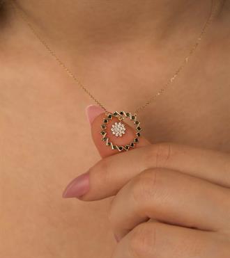 Çiçek Sallantılı Tasarım Kolye