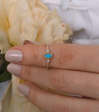 Taşlı Firuze Vintage Yüzük