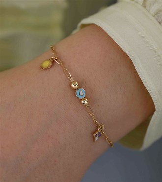 Charmlı Mineli Kalp Çocuk Bileklik