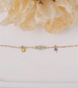 Charmlı Mineli Kalp Çocuk Bileklik