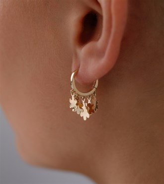 Çiçek Pullu Halka Küpe