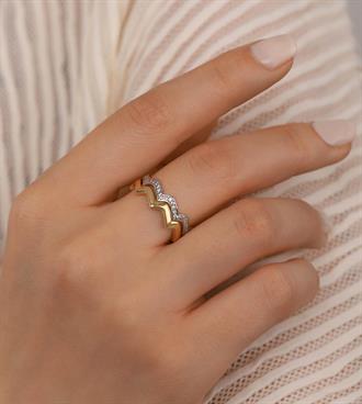 Çift Sıra Zikzak Yüzük