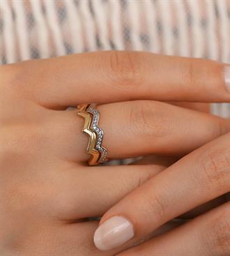 Çift Sıra Zikzak Yüzük