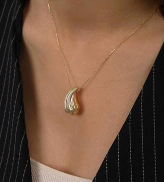 Çizgili Damla Kolye